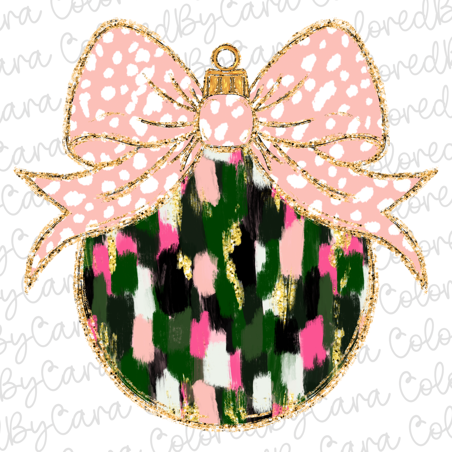 Green and Pink Coquette Ornament PNG File