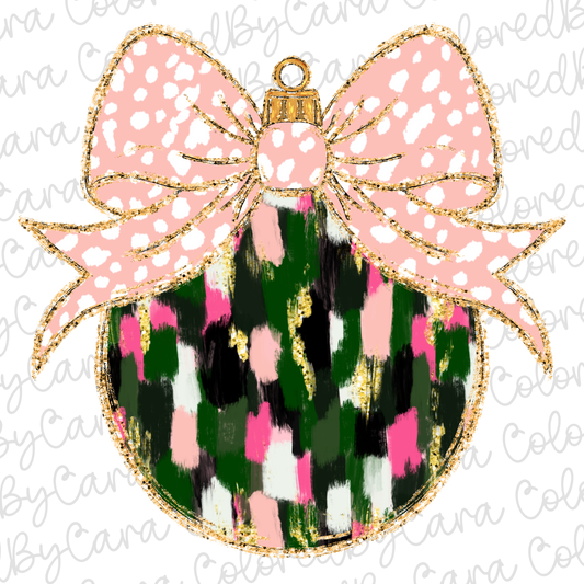 Green and Pink Coquette Ornament PNG File