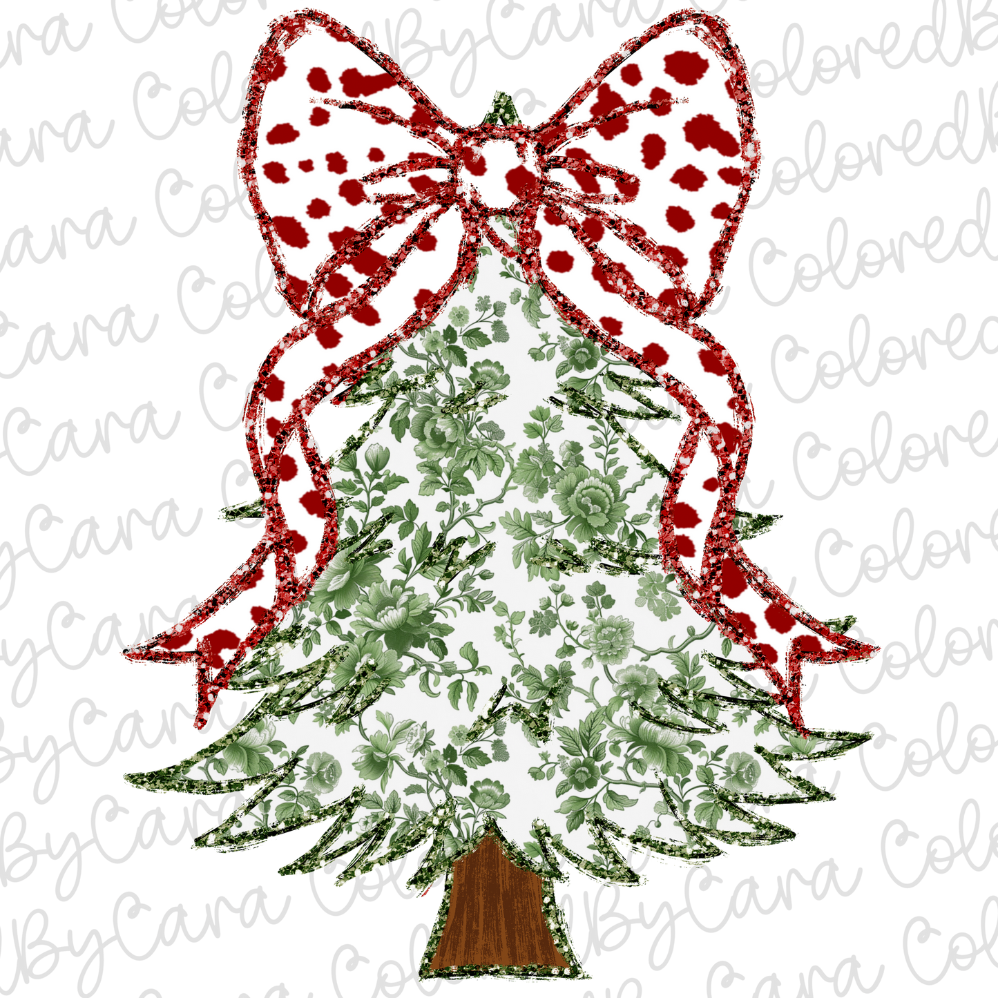 Green Floral Coquette Christmas Tree PNG File