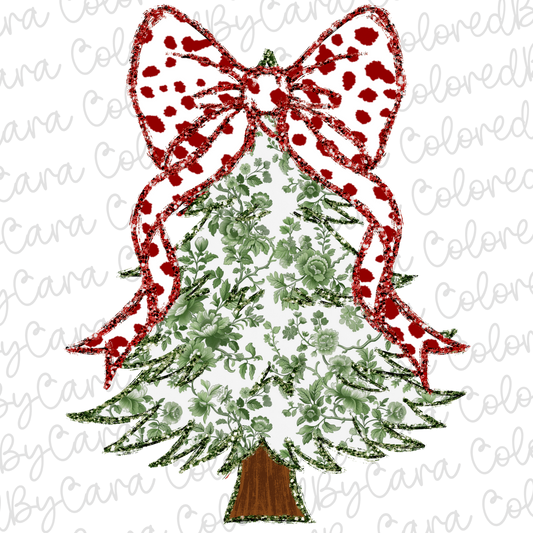 Green Floral Coquette Christmas Tree PNG File