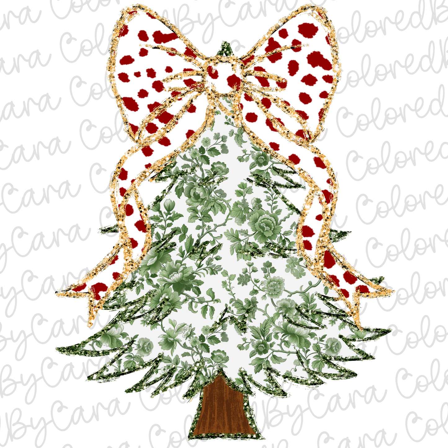 Green Floral Coquette Christmas Tree PNG File