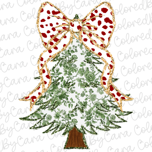 Green Floral Coquette Christmas Tree PNG File