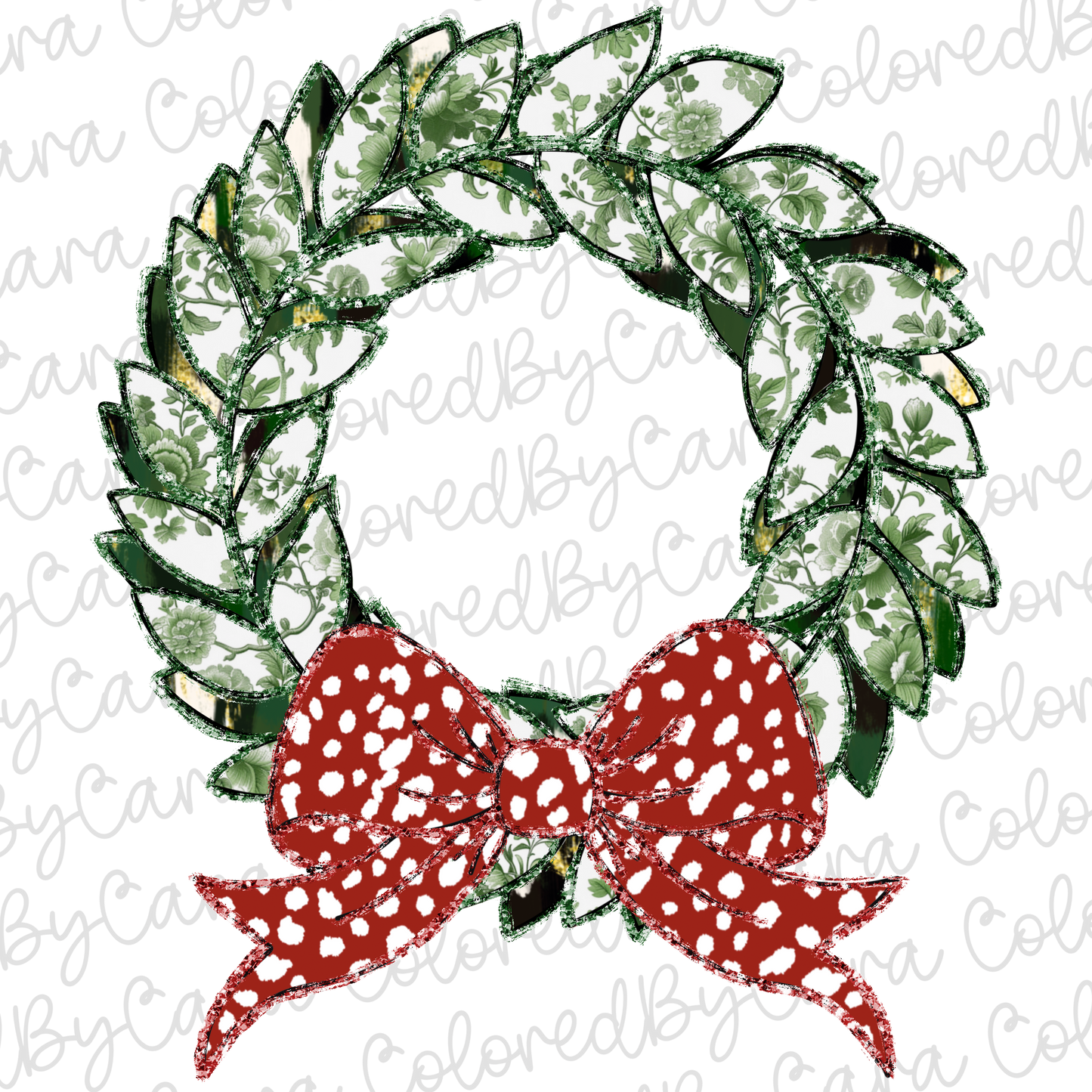 Green Grand Millennial Wreath PNG File