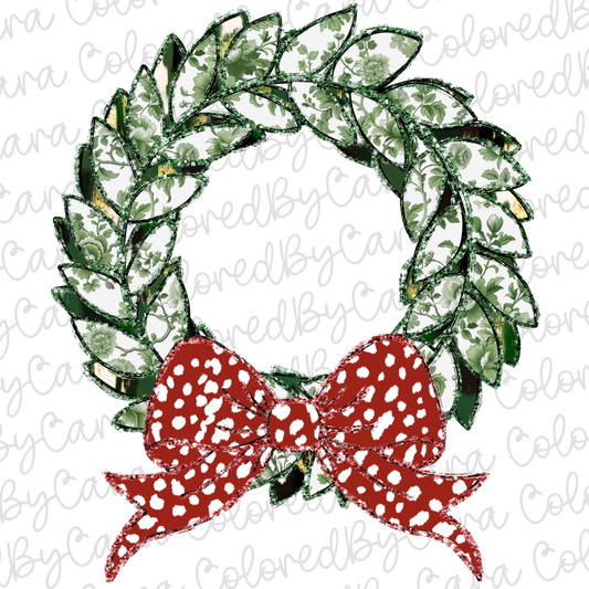 Green Grand Millennial Wreath PNG File