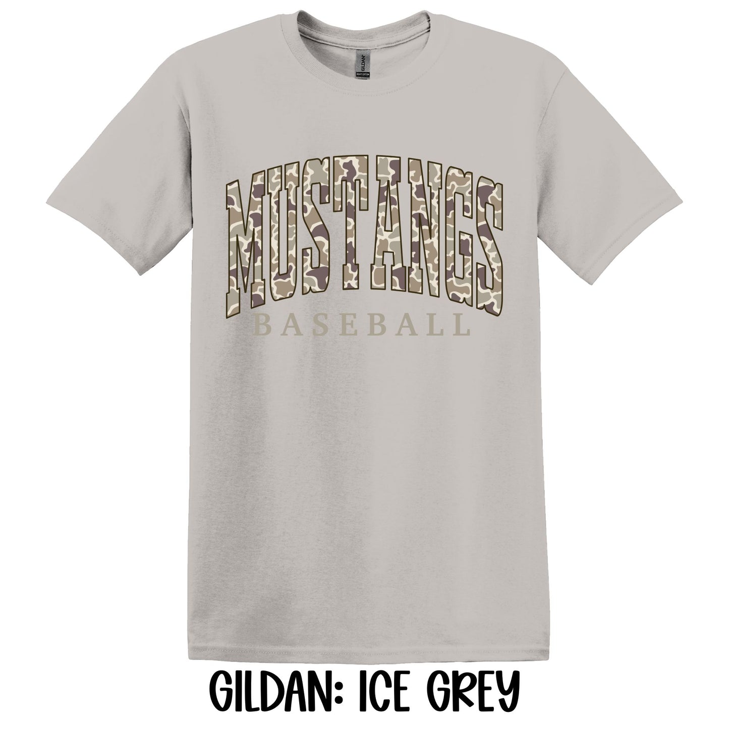 Camo Mustangs Baseball- Gildan