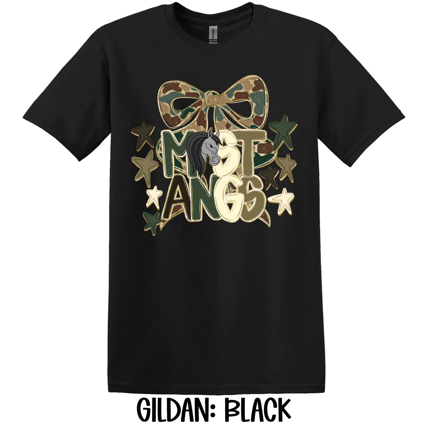 Mustangs Camo Bow- Gildan YOUTH