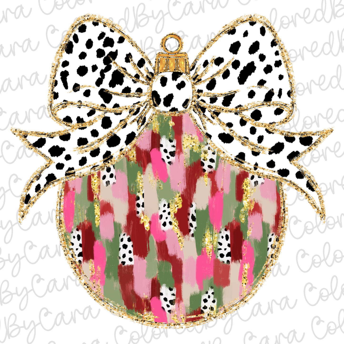 Pink and Sage Christmas Ornament PNG File