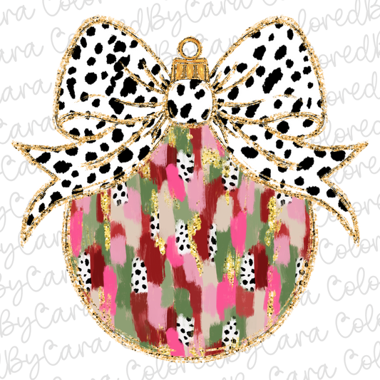 Pink and Sage Christmas Ornament PNG File