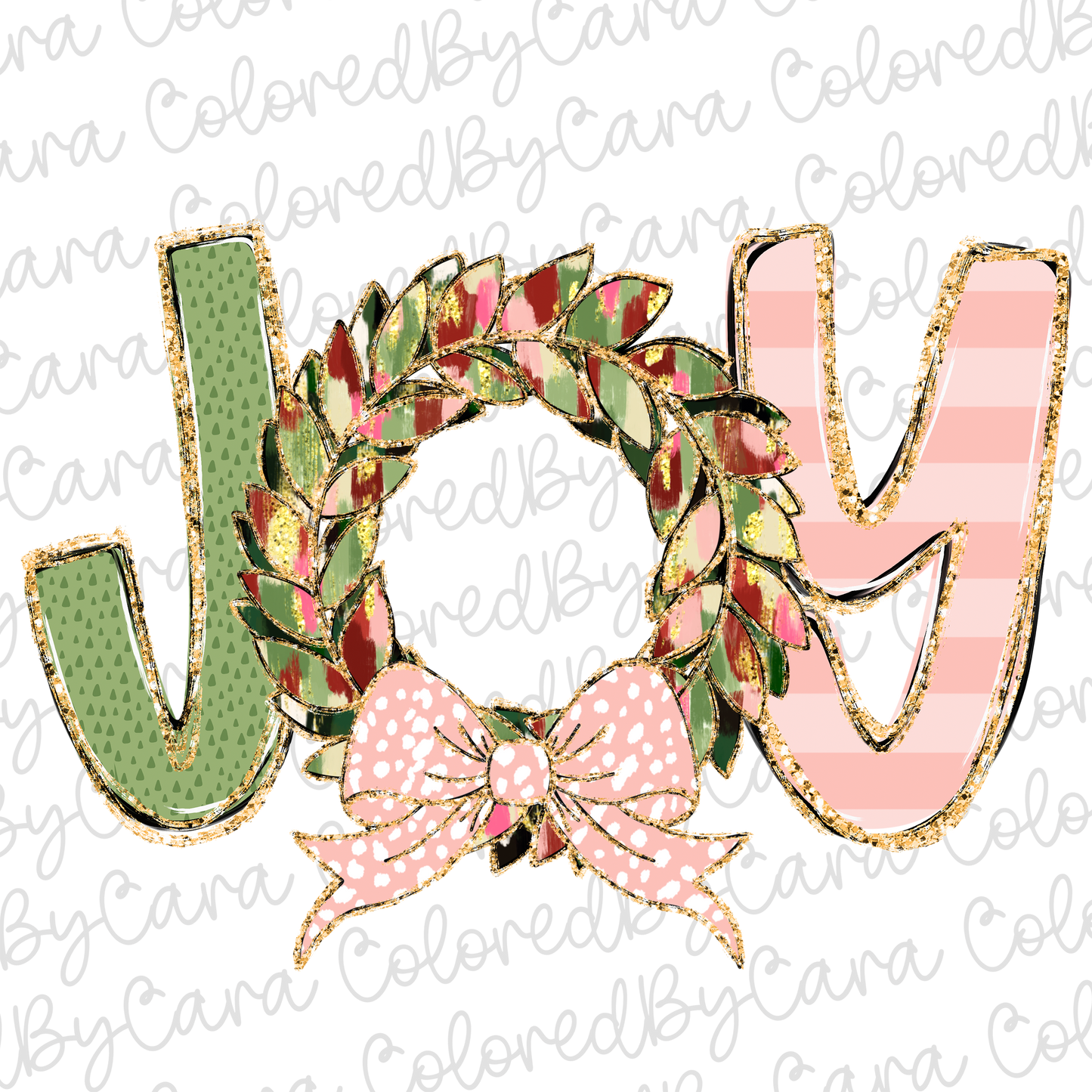 Pink and Sage Joy Christmas PNG File