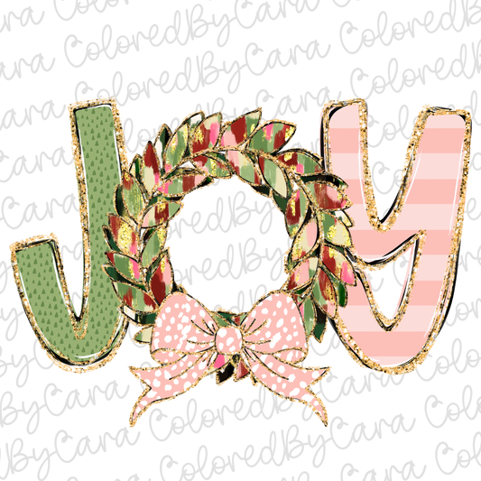 Pink and Sage Joy Christmas PNG File