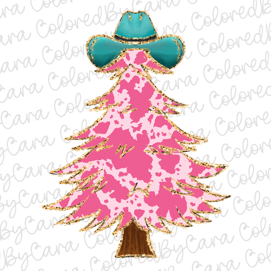 Pink Cowgirl Christmas Tree PNG File