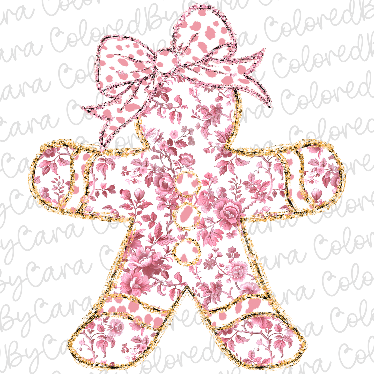 Pink Grand Millennial Gingerbread Man PNG File