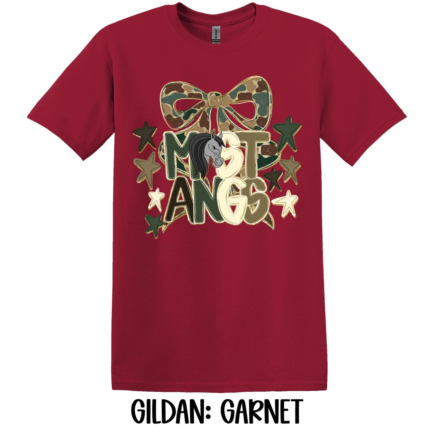 Mustangs Camo Bow- Gildan YOUTH