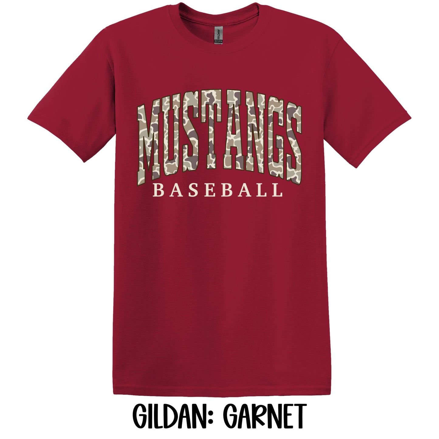 Camo Mustangs Baseball- Gildan