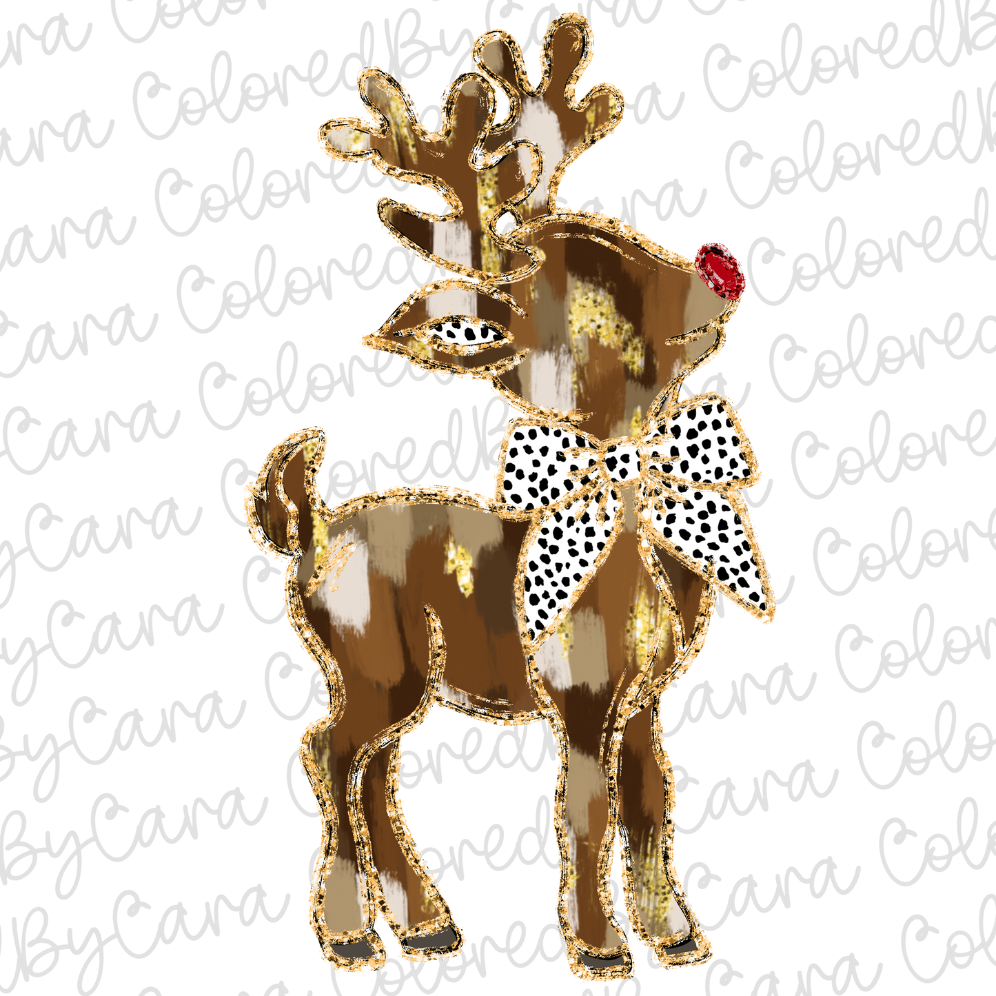 Brown Coquette Reindeer Christmas PNG File