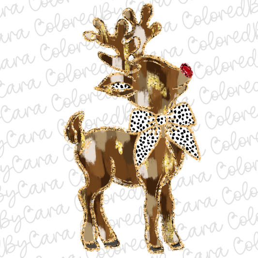 Brown Coquette Reindeer Christmas PNG File