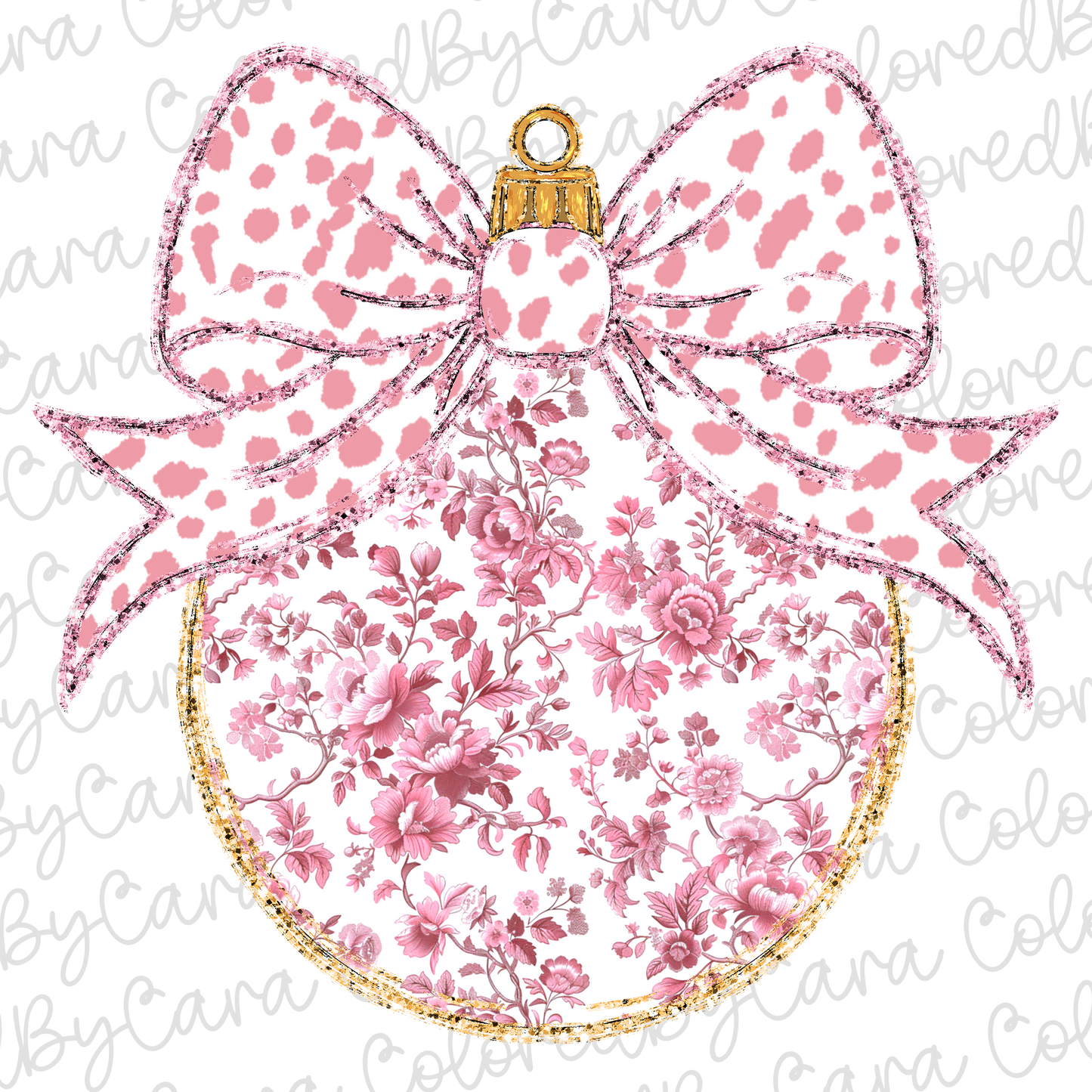 Pink Grand Millennial Christmas Ornament PNG File