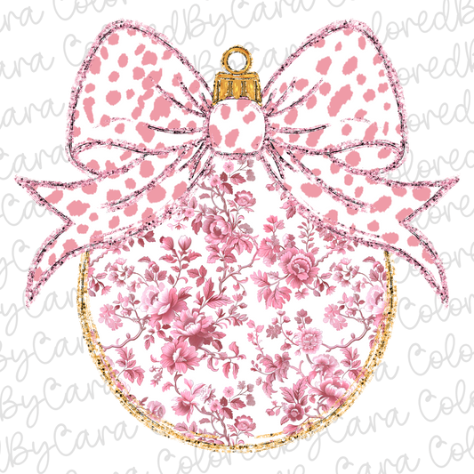 Pink Grand Millennial Christmas Ornament PNG File