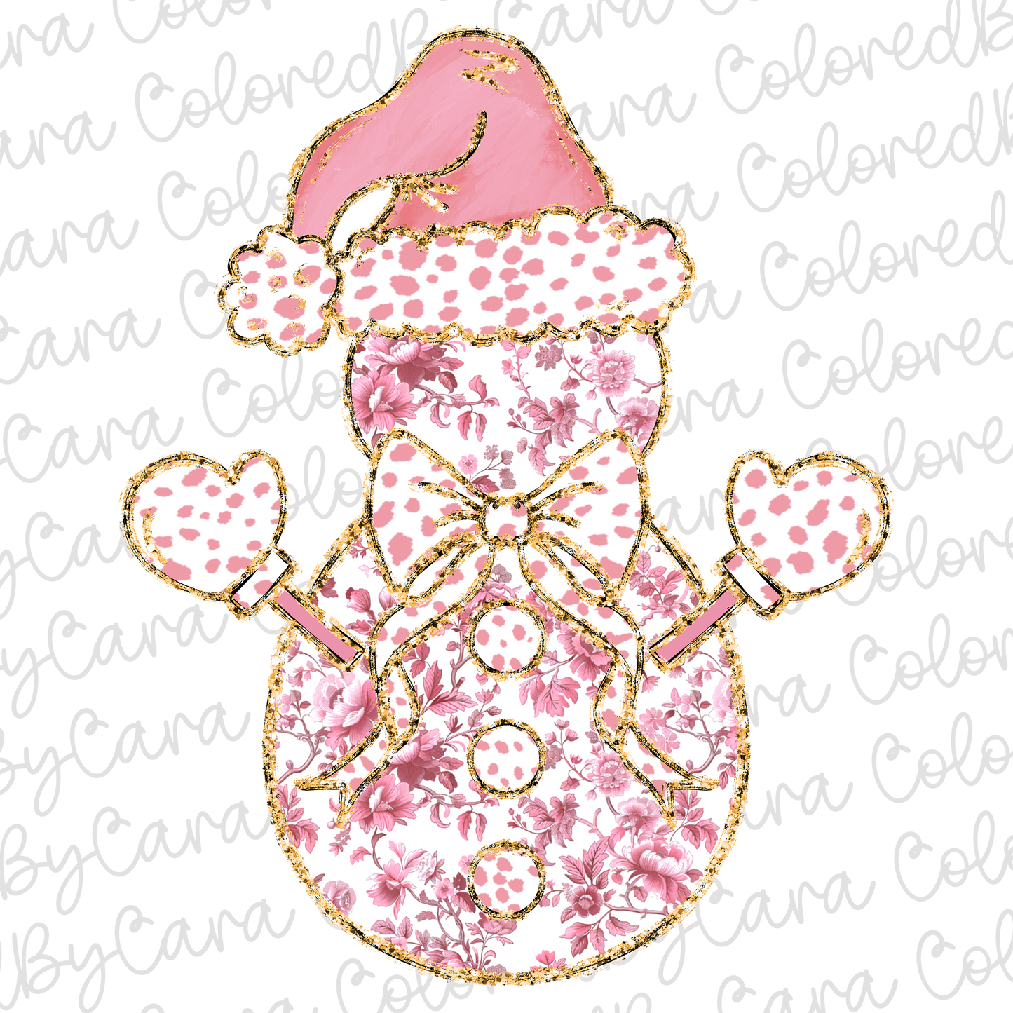 Pink Grand Millennial Snowman PNG File