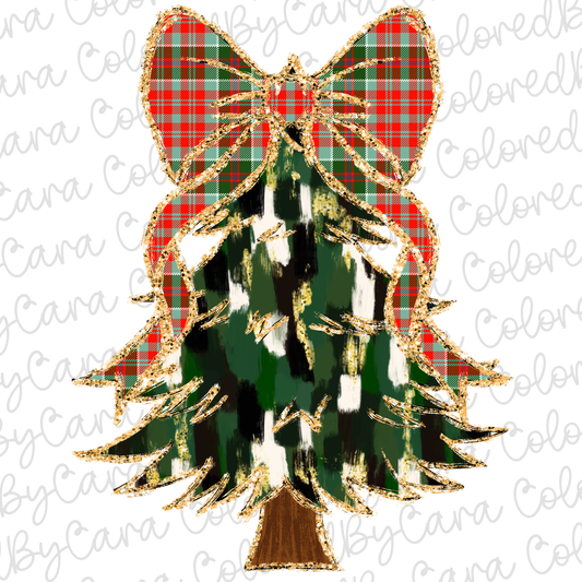 Plaid Coquette Christmas Tree PNG File