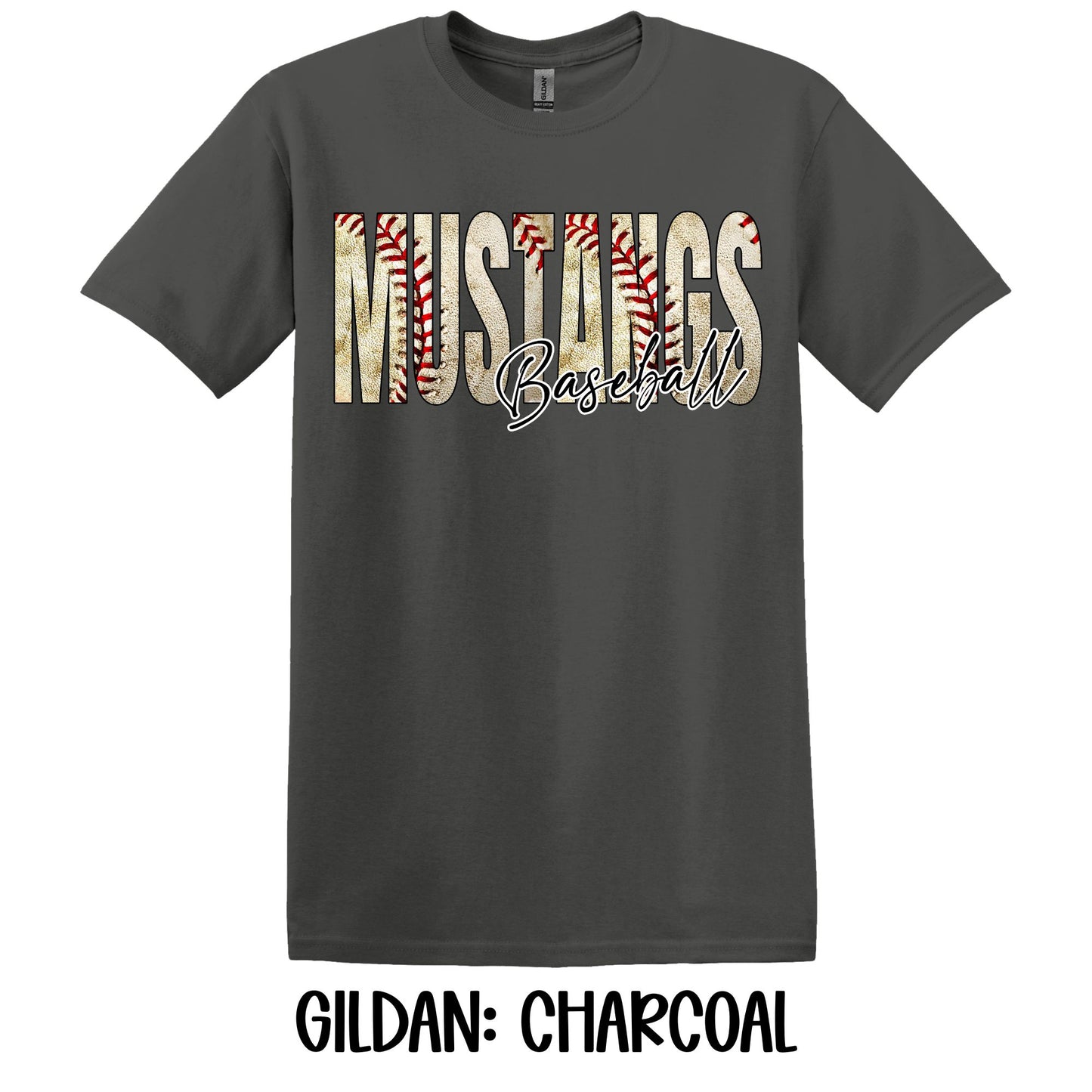 Baseball Letters Mustangs Baseball- Gildan YOUTH