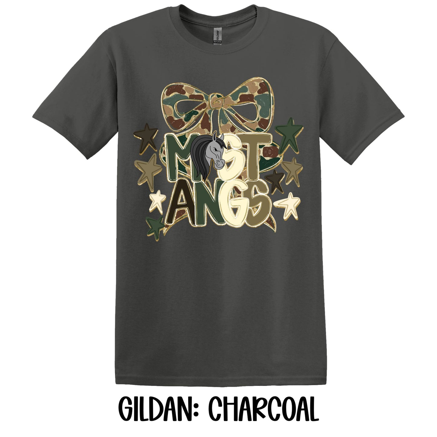 Mustangs Camo Bow- Gildan YOUTH