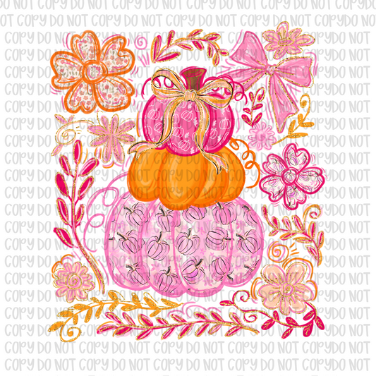 Breast Cancer Preppy Pumpkin Stack