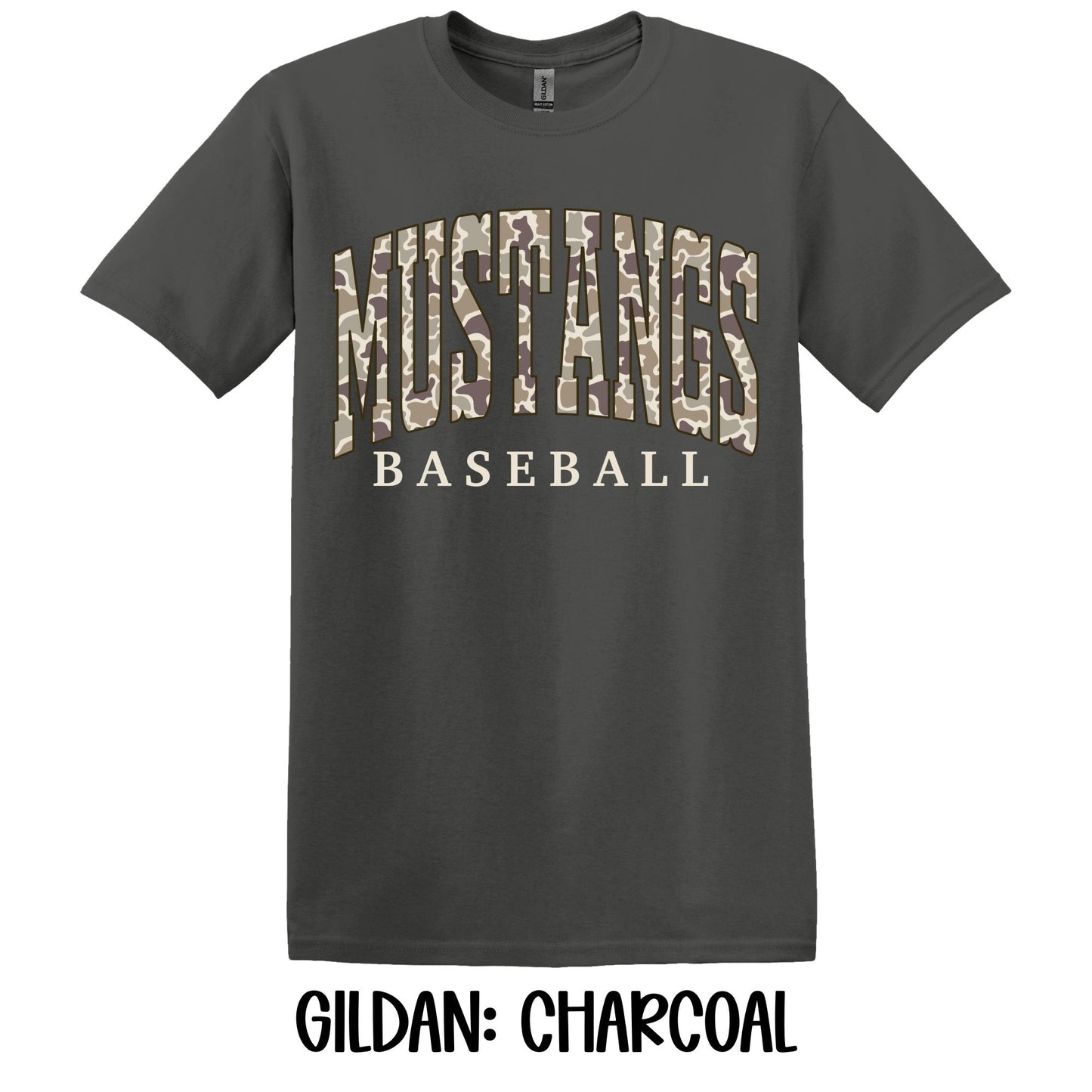 Camo Mustangs Baseball- Gildan