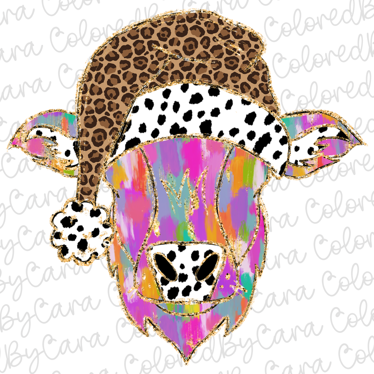 Preppy Cow Christmas PNG File