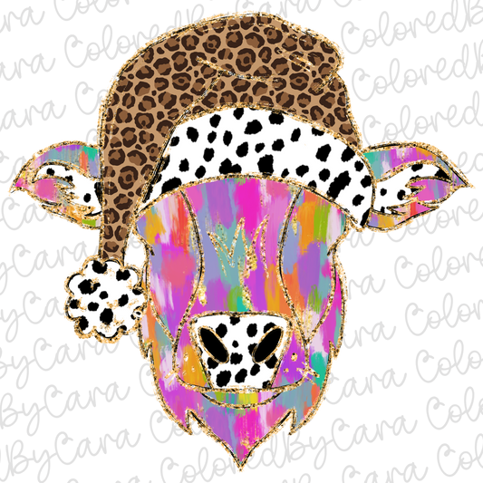 Preppy Cow Christmas PNG File