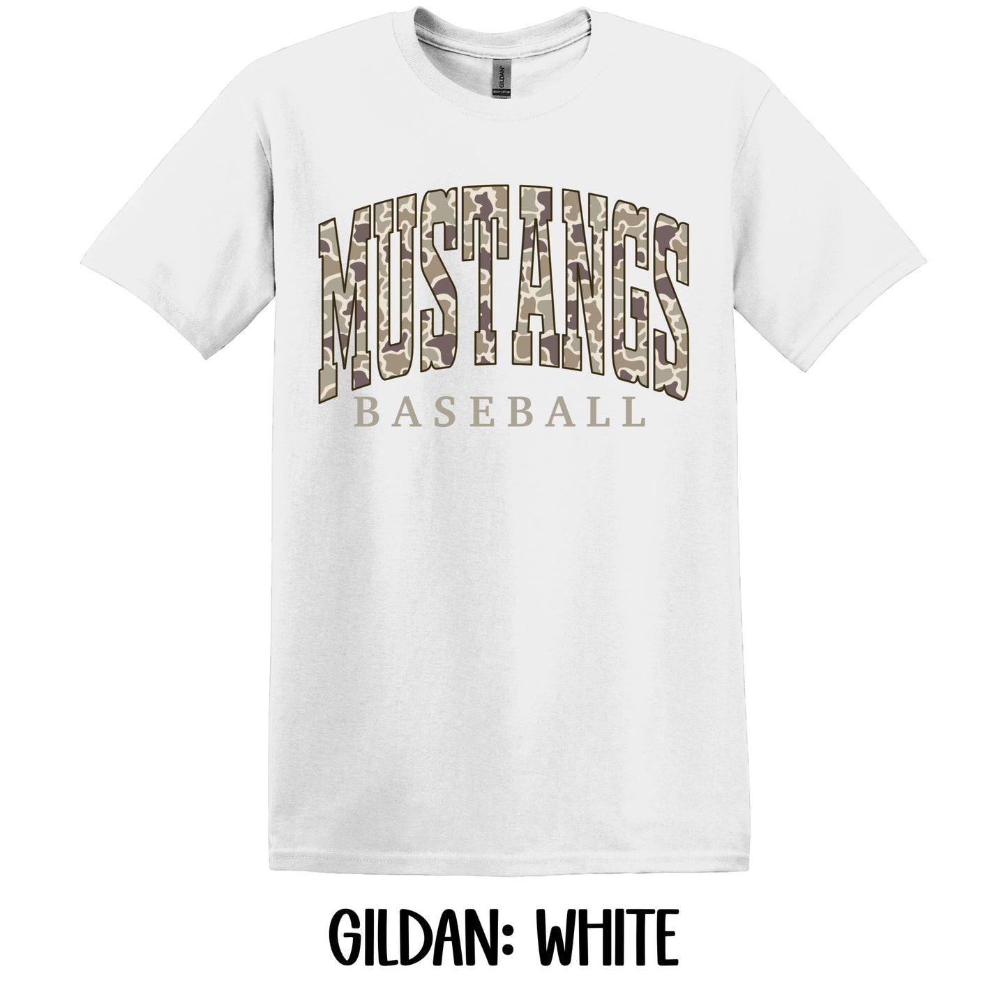 Camo Mustangs Baseball- Gildan YOUTH