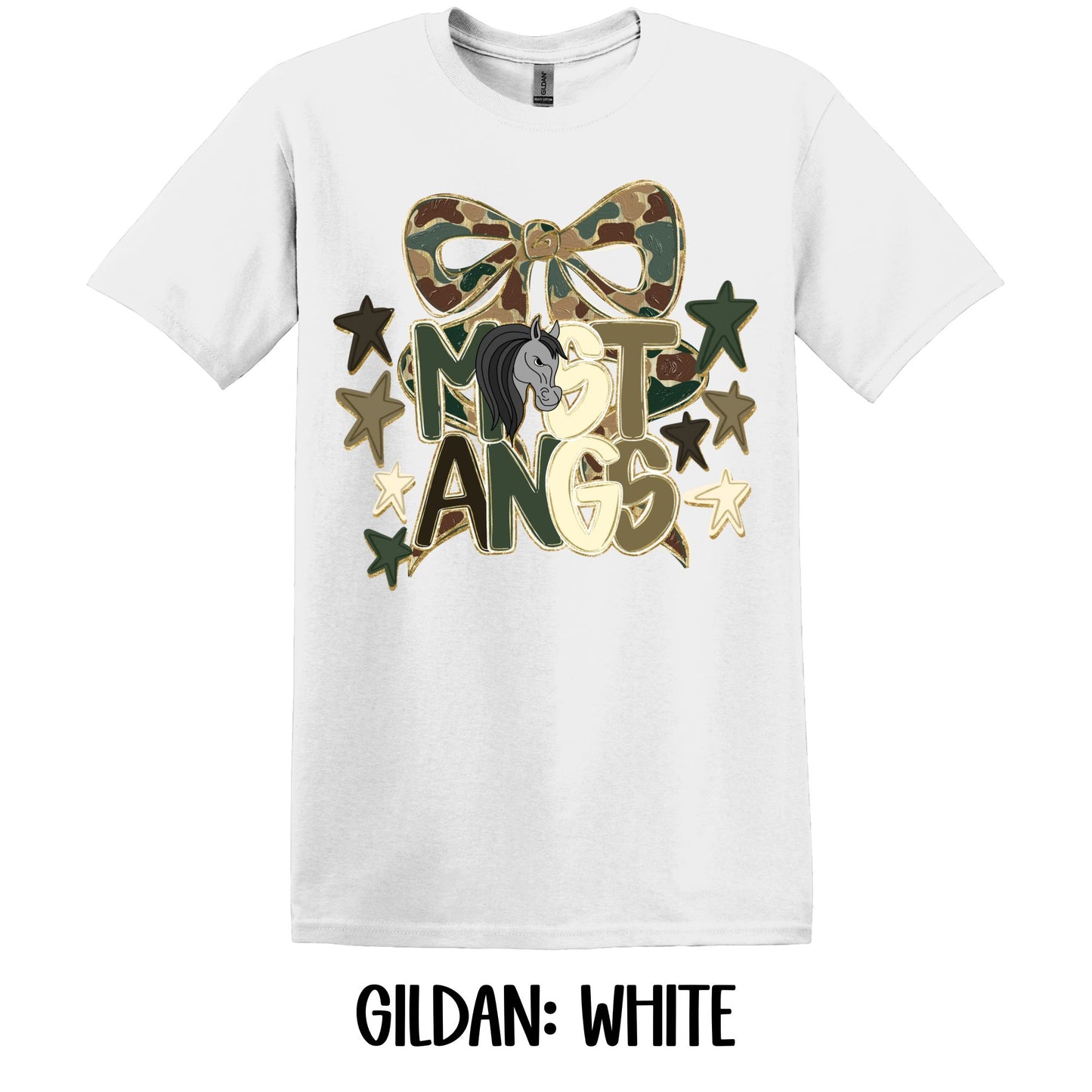 Mustangs Camo Bow- Gildan YOUTH