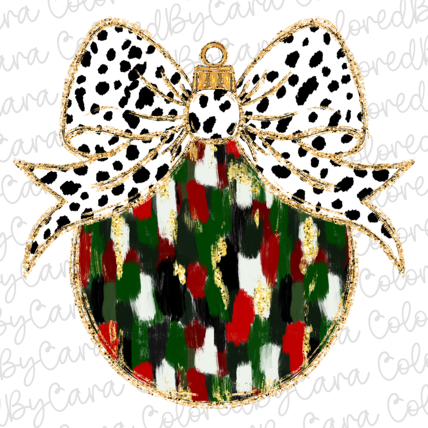 Red and Green Coquette Christmas Ornament PNG File