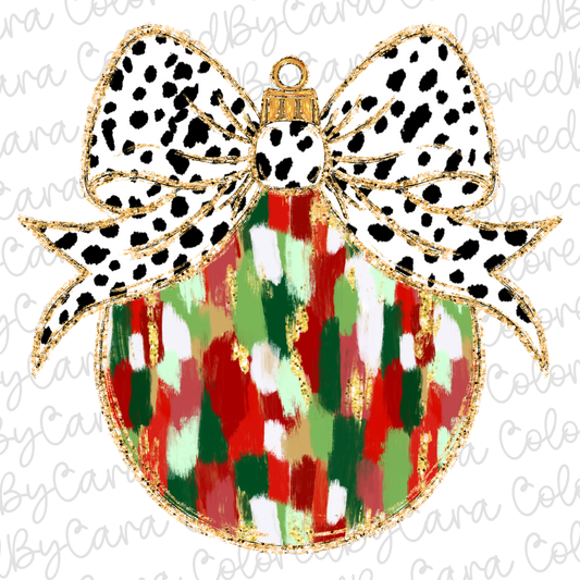 Red and Green Coquette Christmas Ornament PNG File