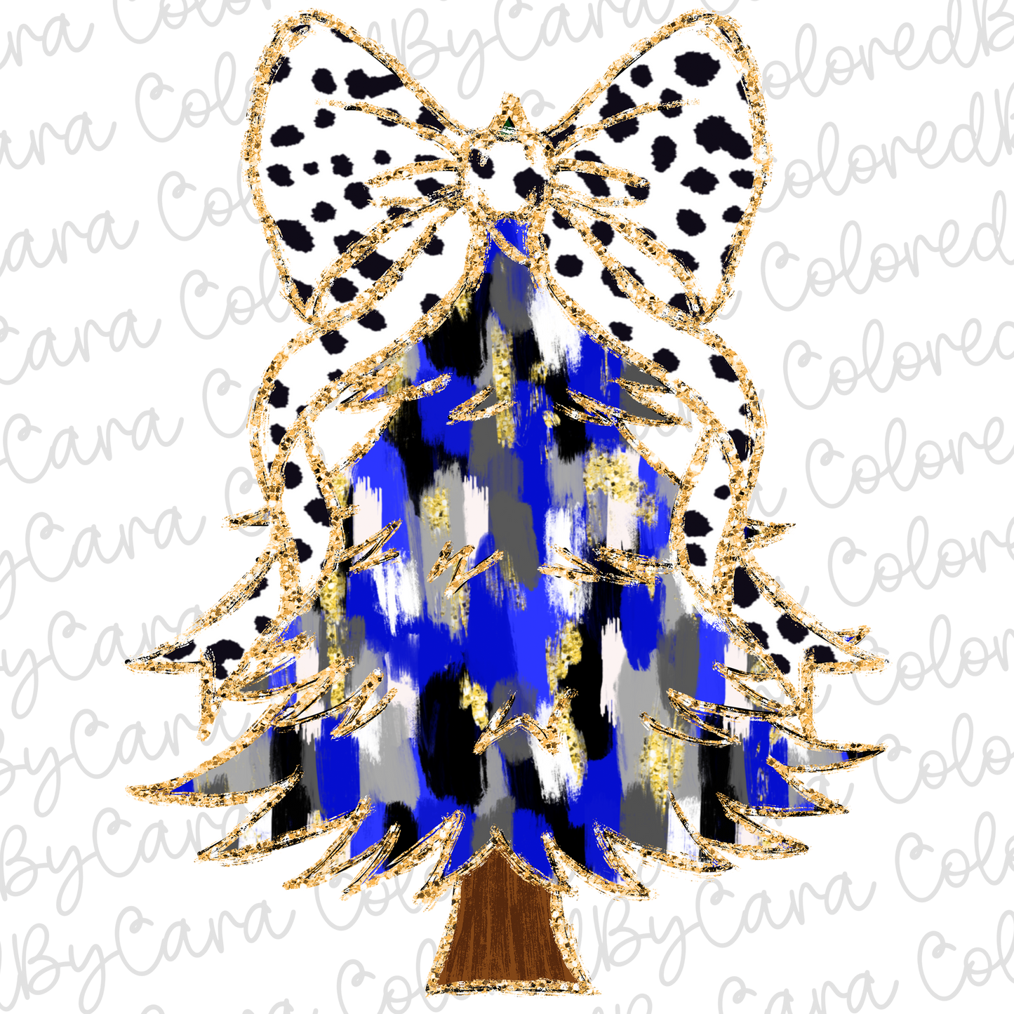 Royal Blue Coquette Christmas Tree PNG File