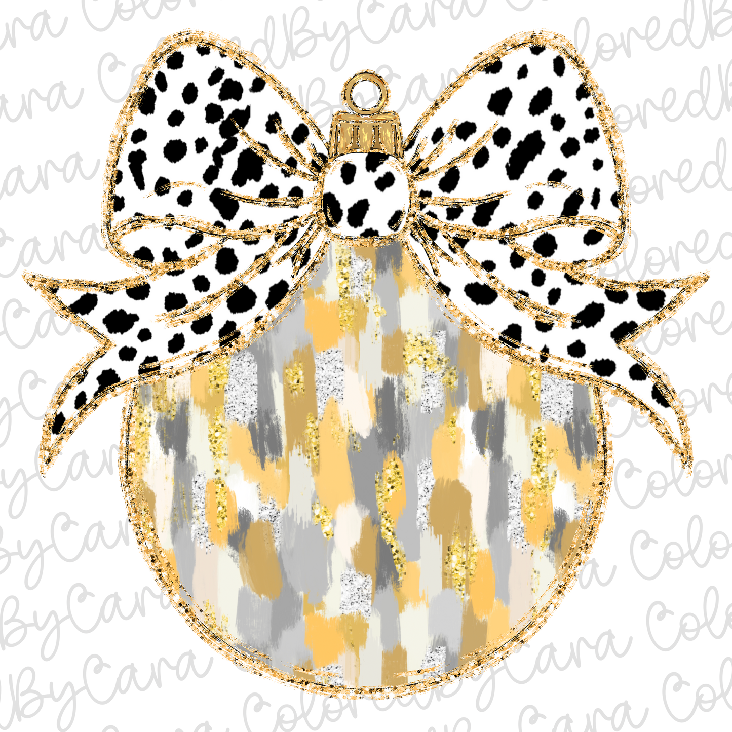 Silver and Gold Coquette Christmas Ornament PNG File