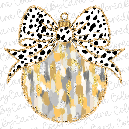 Silver and Gold Coquette Christmas Ornament PNG File