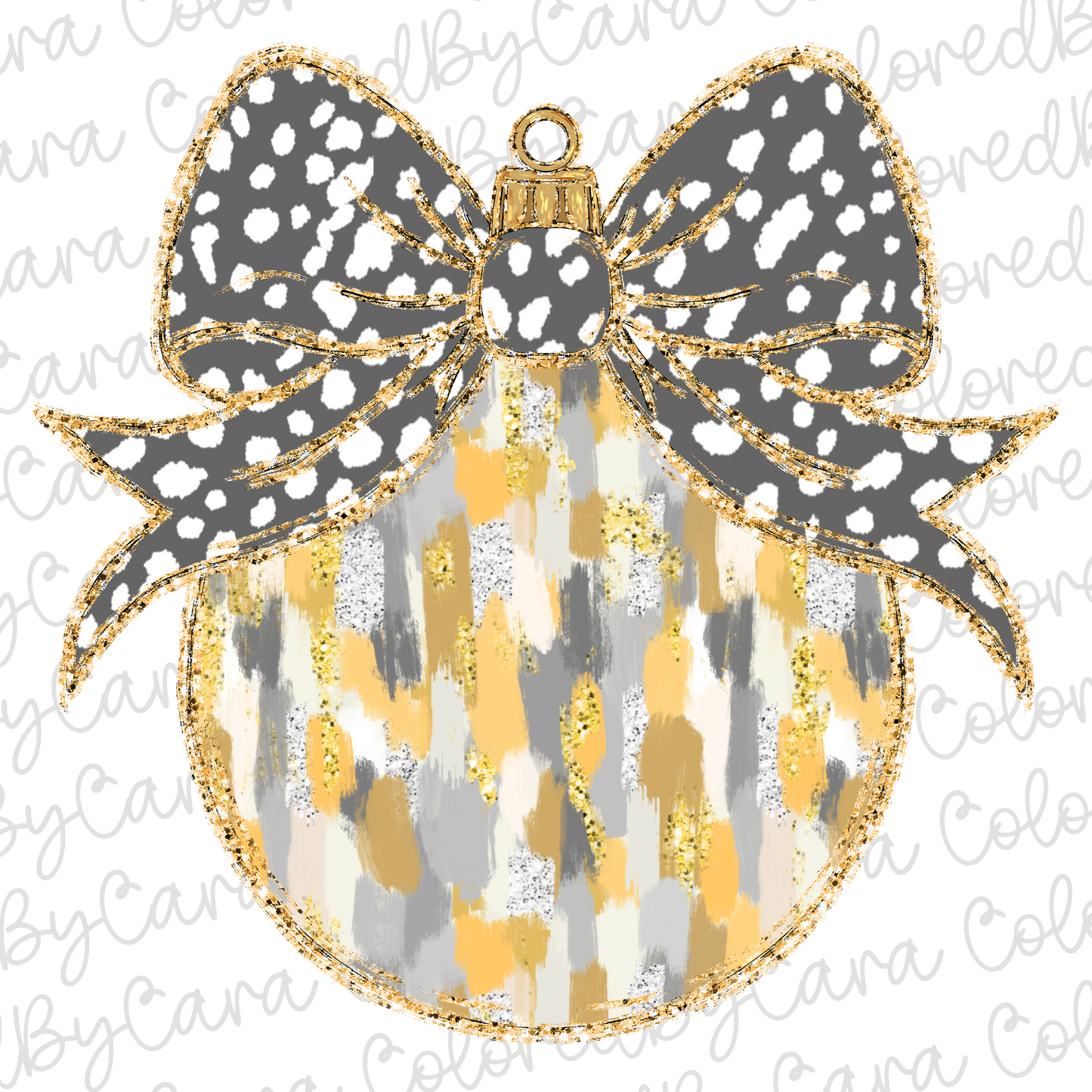 Silver and Gold Coquette Christmas Ornament PNG File