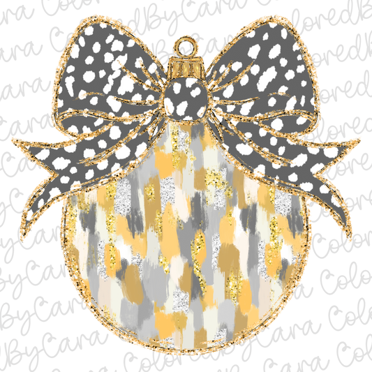 Silver and Gold Coquette Christmas Ornament PNG File