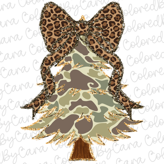 Camo Coquette Christmas Tree PNG File