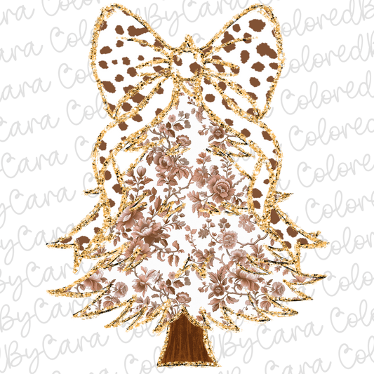 Tan Grand Millennial Christmas Tree PNG File