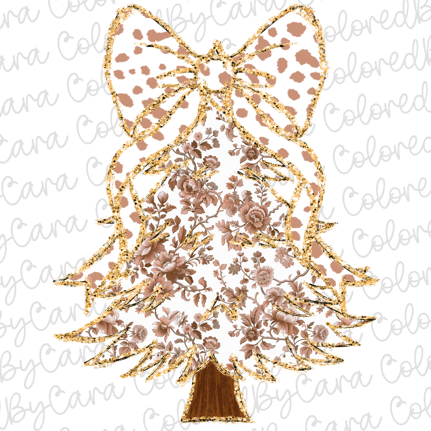 Tan Grand Millennial Christmas Tree PNG File