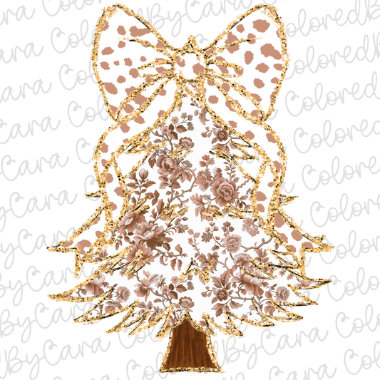 Tan Grand Millennial Christmas Tree PNG File