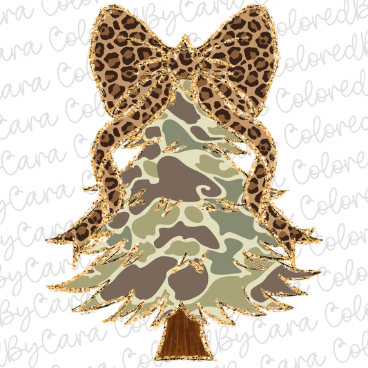 Camo Coquette Christmas Tree PNG File
