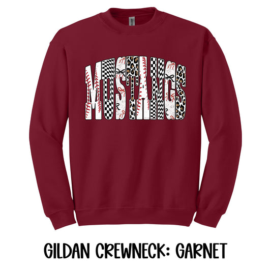 Retro Mustangs- Gildan CREWNECK
