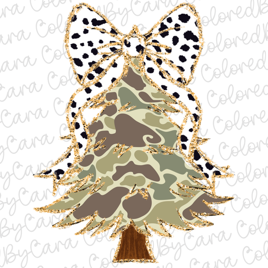 Camo Coquette Christmas Tree PNG File
