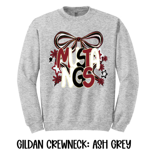 Mustangs Bow- Gildan CREWNECK