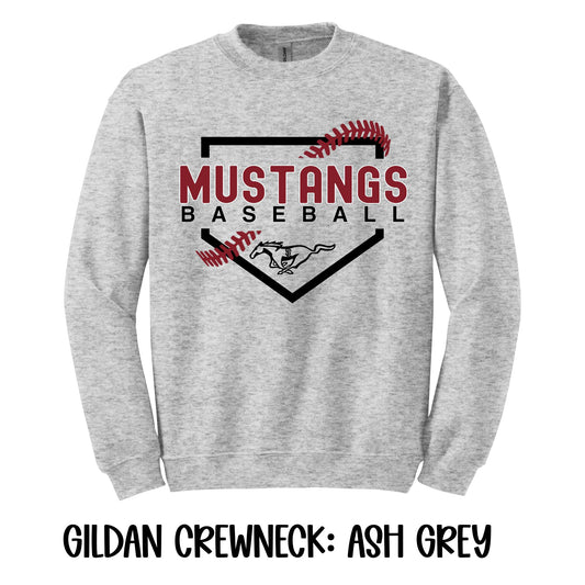 Mustangs Home Plate- Gildan CREWNECK