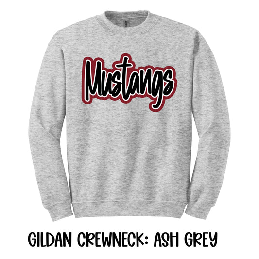 Mustangs Script- Gildan CREWNECK