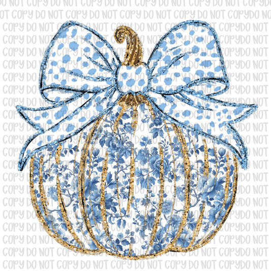 Blue Grand Millennial Pumpkin